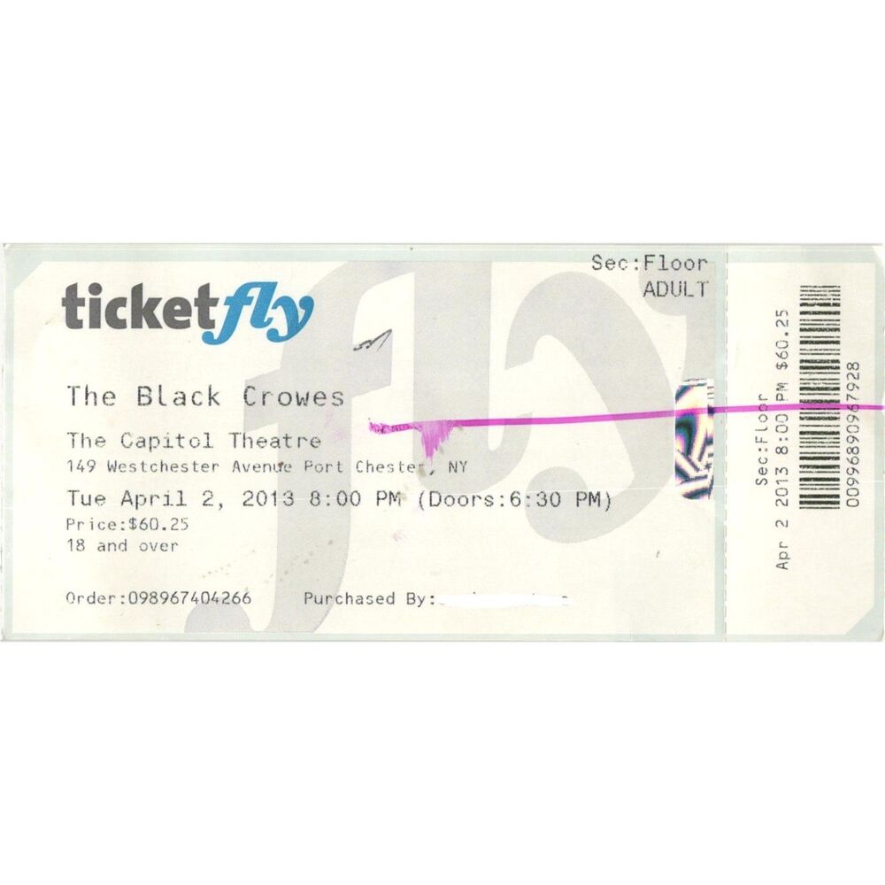 2013 Black Crowes Concert Ticket Stub Port Chester NY